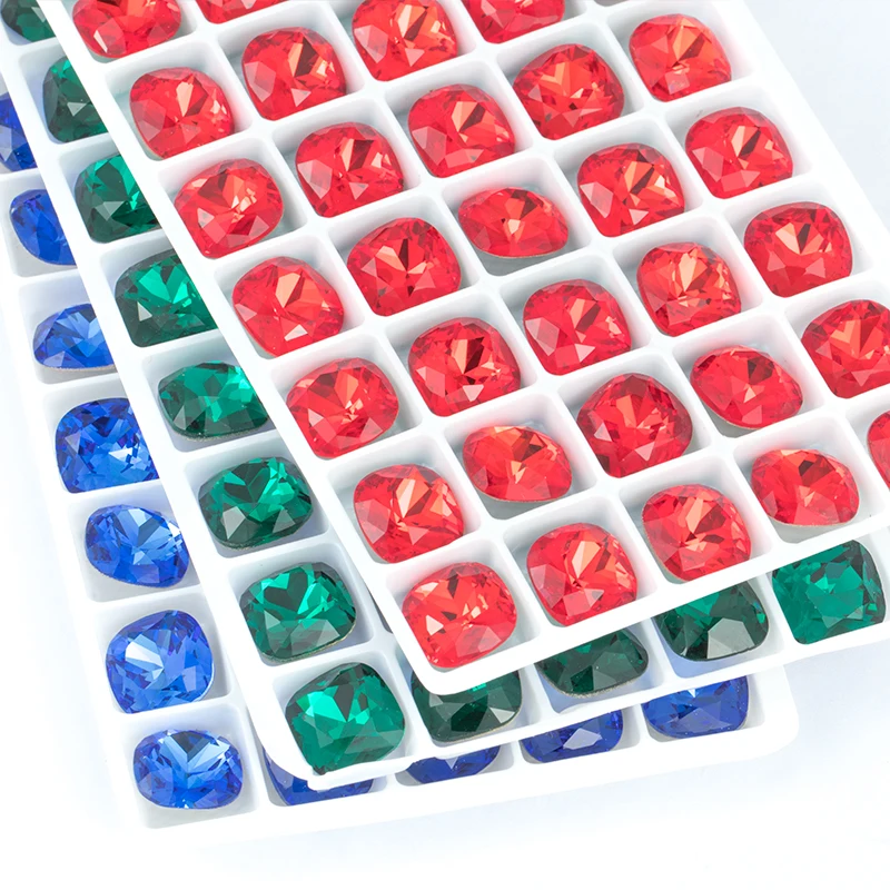 레드 블루 라인스톤 크리스탈 포인트 백 쿠션 스톤, 완벽한 스트라스, 멋진 주얼리, 바느질 옷 장식, 유리 스톤