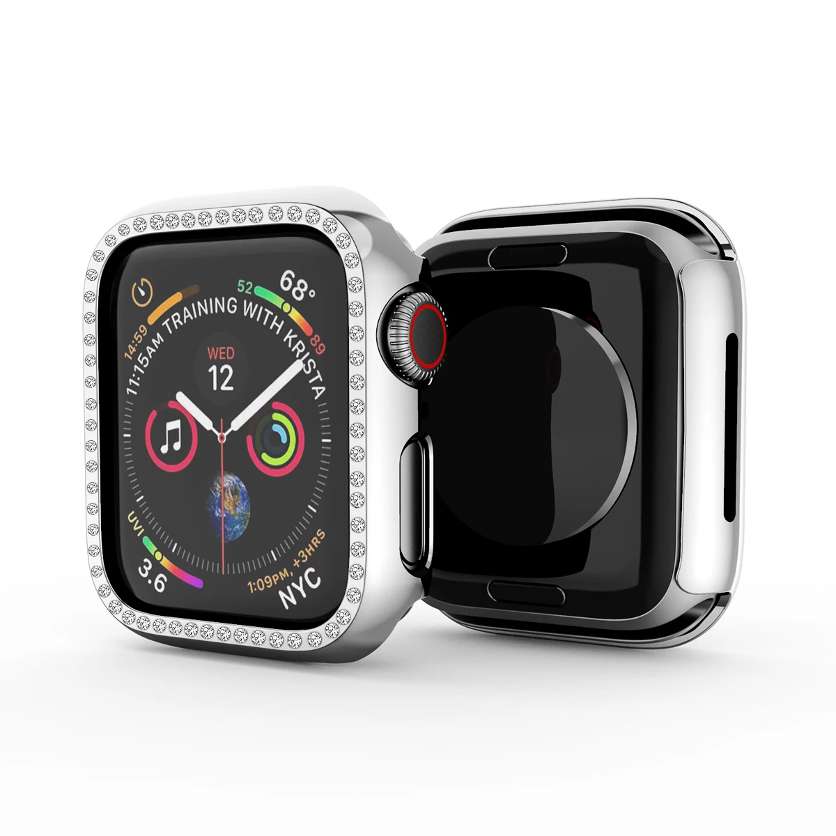 38 мм 42 мм сверкающий чехол для iWatch 4 3 2 1 инкрустация Bling Rhinestone Дизайн PC Бампер протектор для Apple Watch 40 мм 44 мм