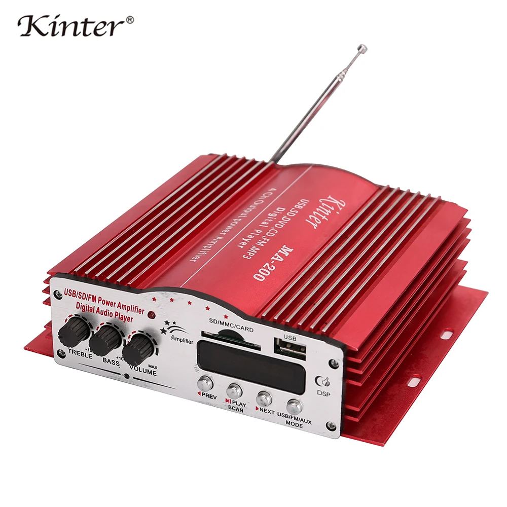 Kinter MA 200 аудио усилитель 4 0 канала DC12V 30 Вт предложение USB SD FM MP3 вход питания 5A