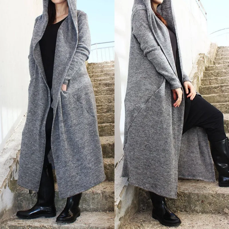 Koop Vrouwen Asymmetrische Geul 2019 Zanzea Fashion Jassen Casual Tops Vrouwelijke Effen Open Stich Hooded Overjassen Plus Size Maxi Tops