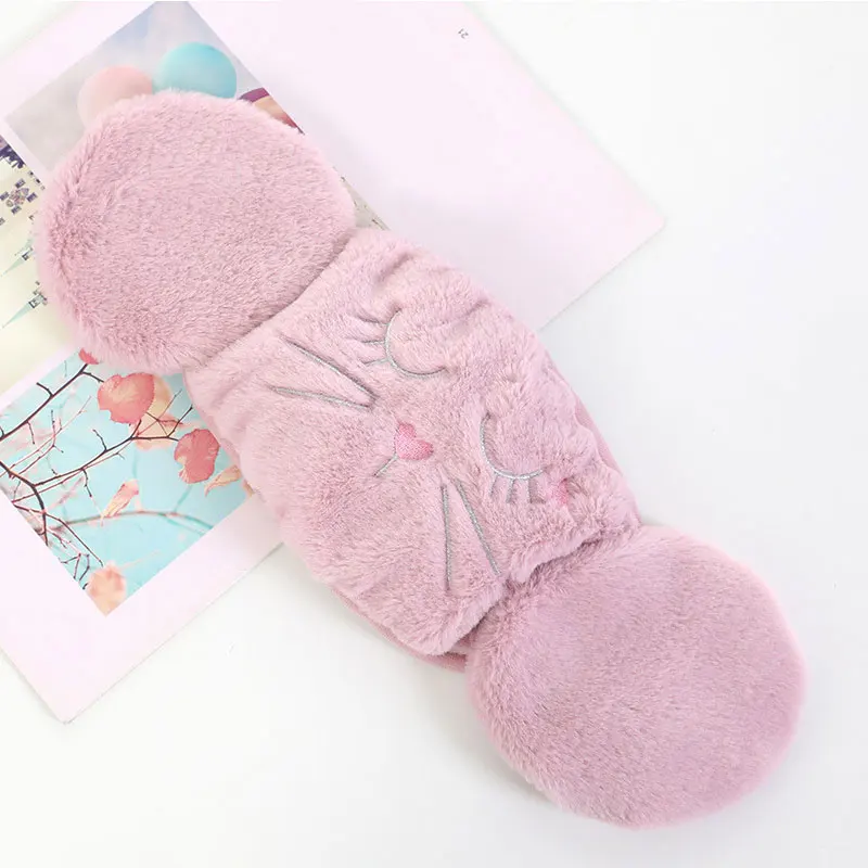 light purple cat Унисекс наушники защита искусственный мех кролика Осень Зима Открытый Велоспорт плотные маски для женщин мужчин ветрозащитный ухо теплые наушники - Цвет: light purple cat
