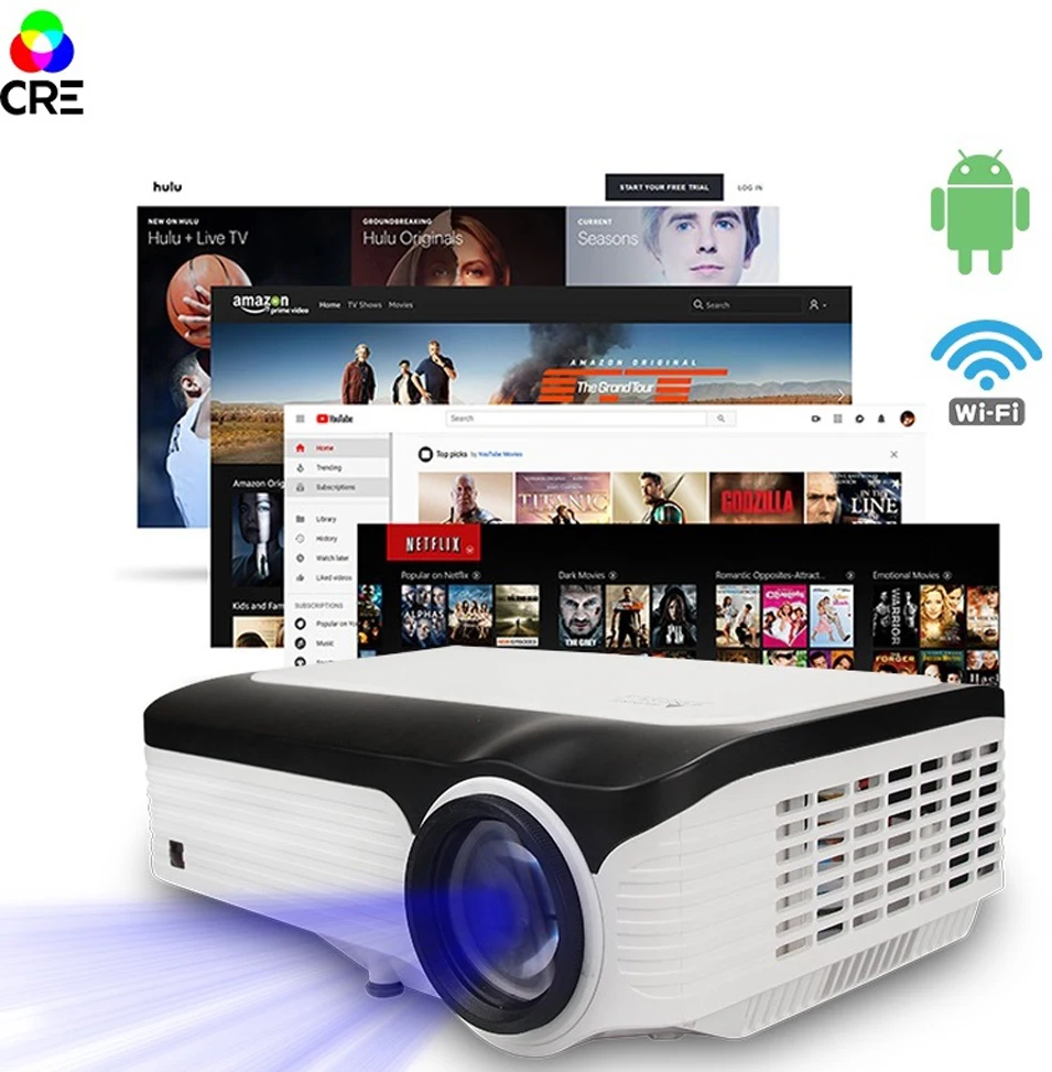 Портативный видеопроектор Android Full HD 1080p 4k светодиодный проектор для домашнего