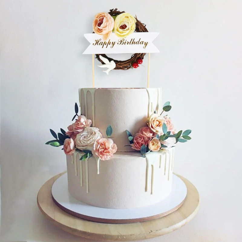 Rotan Wreath Bunga Buatan Ulang Tahun Kue Ulang Tahun Dekorasi Pesta Anak Anak Dewasa Bunga Dekorasi Kue Toppers Perlengkapan Dekorasi Cake Aliexpress