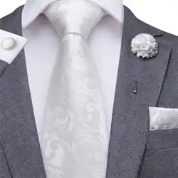 Белый галстук для мужчин Серые шелковые галстуки цветочный шейный платок галстук-бабочка с узором бутоньерка карманные Квадратные