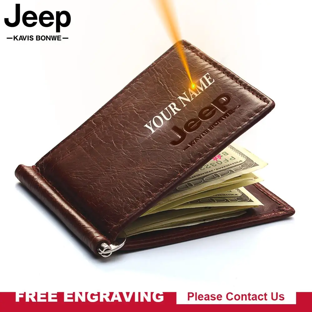 

Genuine Leather Men Money Clip Card Wallet Luxury Design Fashion Slim Bifold Cash Clamp Cash Holder Thin Purse For Man