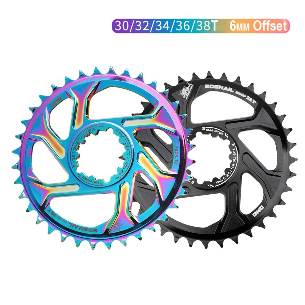 Plato bicicleta de montaña GXP 30/32/34/36/38T, placa de cadena de aleación de 6mm Offset MTB bielas de bicicleta para SRAM GXP XX1 X9 XO X01|Cigüeñal y cadena de rueda de -