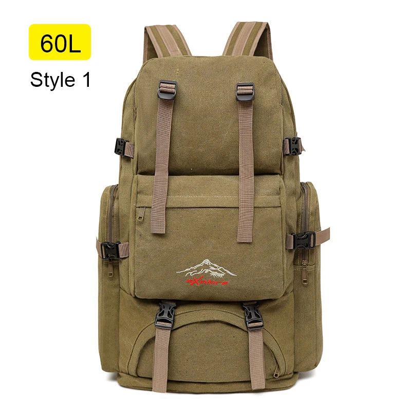 Style 1 Khaki 60L 60л большая походная сумка, рюкзак для путешествий, брезентовый армейский военный рюкзак, многофункциональная сумка для багажа, для альпинизма, Мужская походная сумка Tas XA26D - Цвет: Style 1 Khaki 60L
