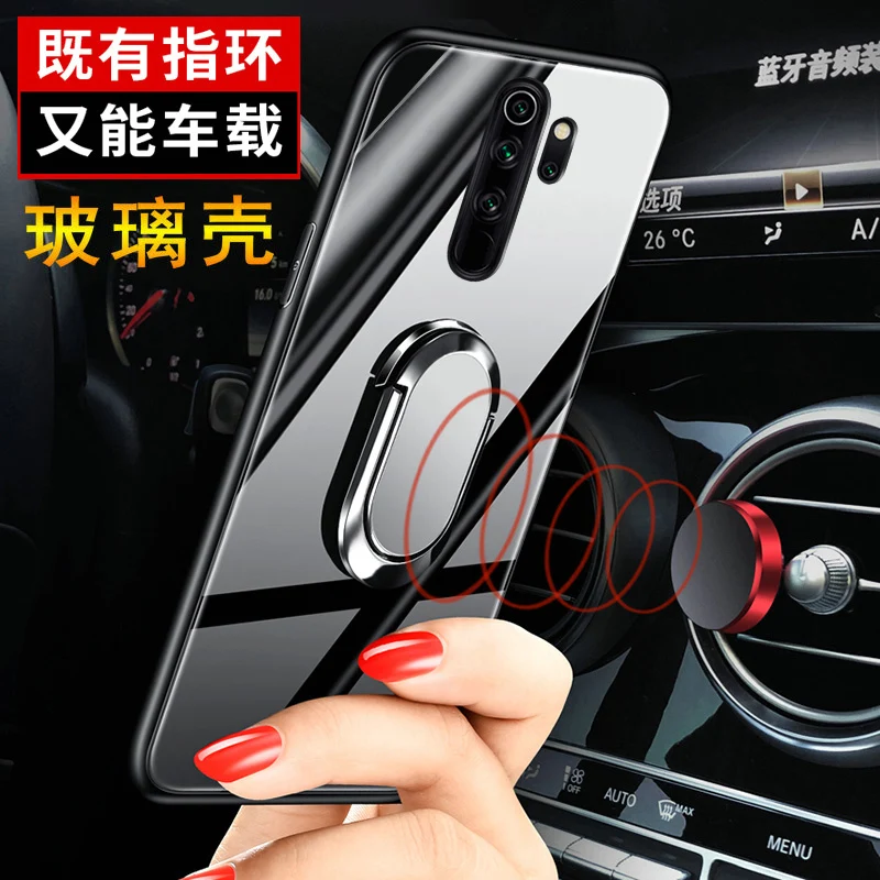 Магнитный автомобильный чехол-держатель 360 для Redmi Note 8 Pro, задняя крышка из закаленного стекла для Xiaomi Note 8 Redmi Note 7 6 5, чехол e