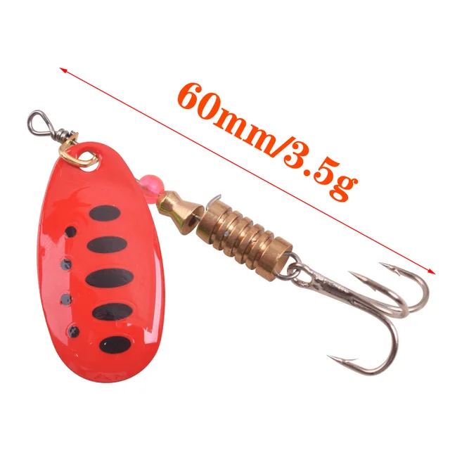 WDAIREN Rotating Spinner Fishing Lure 2.5g 3.5g 5.5g Spoon Sequins Metal Hard Bait Treble Hooks Wobblers Bass Pesca Tackle 60mm 3.5g