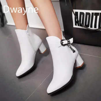 

Dwayne Fashion Women Ankle Boots Autumn Winter Warm Boots Buckle Zipper Elegant High Heels Shoes Woman Pumps iko9