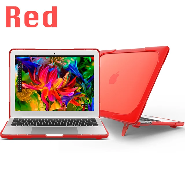Red-zhijia Противоударный Внешний чехол для Macbook Air 11 12 13 NewPro 13,3 15 A2159 A1932 Жесткий пластиковый Чехол со складной подставкой - Цвет: Red-zhijia