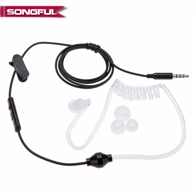 Air Tube Headset w/Mic 3.5mm In-Ear Security Earpiece Noise Canceling  Headphone Anti-Radiation Stereo Earphone for iOS/Android