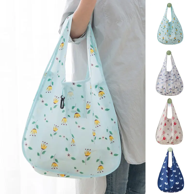 

Women print reusable shopping bag creative funny trendy cloth bags casual oxford eco bag No Zipper useful folding bag hot sale