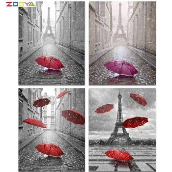 

5D DIY Diamond Painting Red Umbrella Embroidery Diamond Painting Cross Stitch Eiffel Tower Rhinestone Mosaic Painting BJ1330