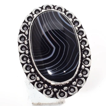 

Botswana Agate Ring Silver Overlay over Copper , Size: 8.5 , R5447