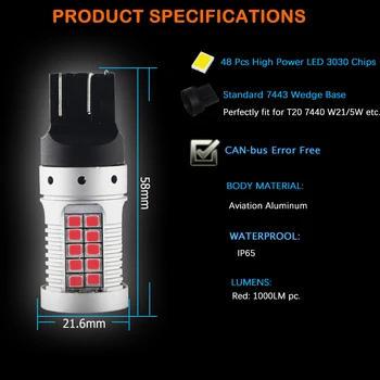 

Car Tail Lights 7443 LED Canbus Error Free Brilliant Red W21/5W T20 LED Replacement Bulbs For Car Brake/Tail Lig Parking