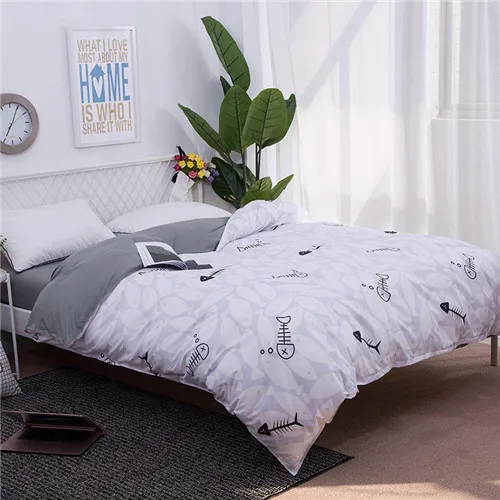 fish my fish RU Семейные одеяла, крышка 150*200 см, одноразмерный матрас, домашний текстиль, постельное белье с геометрическим рисунком, пододеяльник с серыми звездами, пододеяльник, 1 шт - Цвет: fish my fish