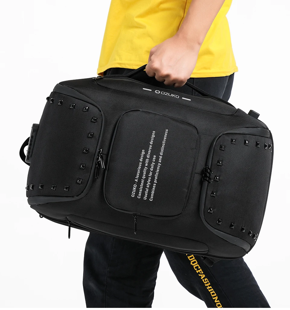 OZUKO, многофункциональный мужской рюкзак, Противоугонный, водонепроницаемый, модный, USB, 15,6 дюймов, для ноутбука, сумка для обуви, мужской рюкзак, для путешествий, mochila