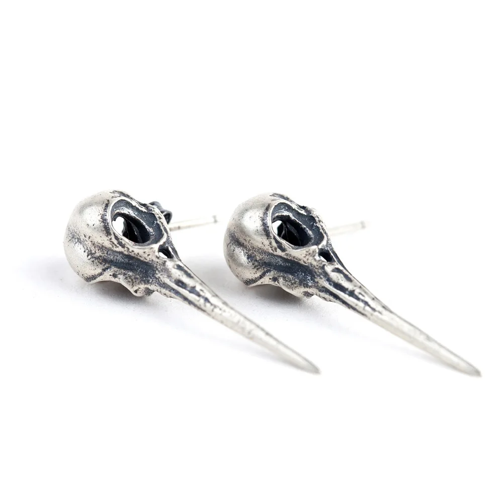 925 Sterling Silver Hummingbird Bones Stud Earrings Women Punk Earrings Vintage Party Wedding Jewelry Gifts for Girls Women