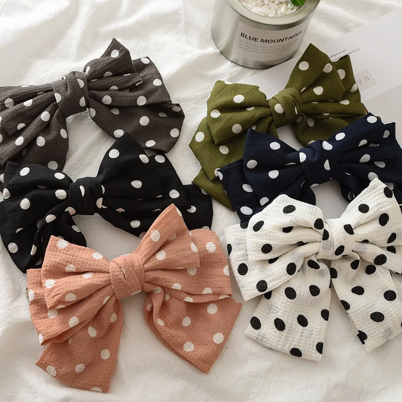 

2Pcs/Lot Autumn Winter New Bows Hair Clips Women Round Dot Duckbill Hairpins Girls Hairgrip Beze Wholesale Hair Accessoriesl