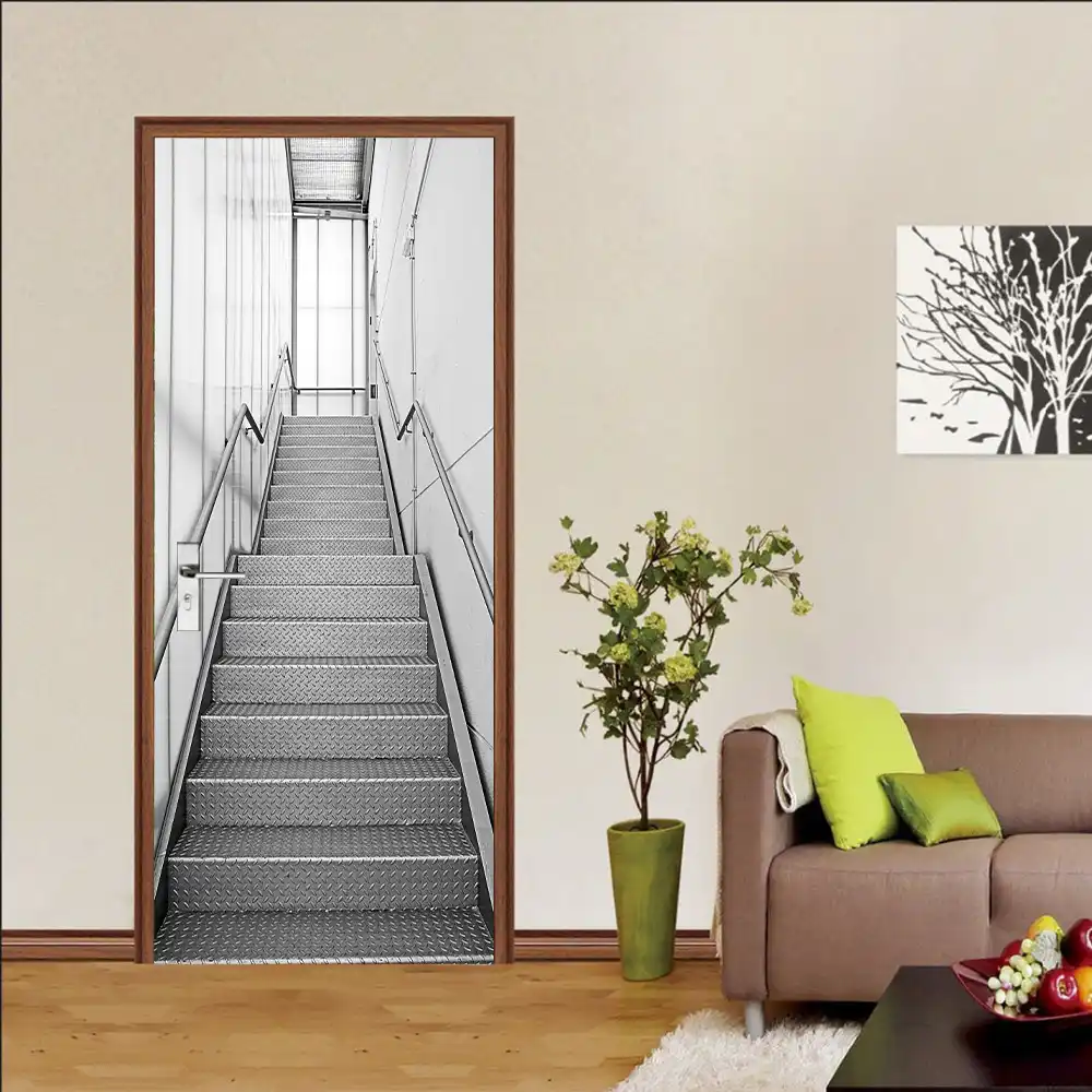 long staircase stickers for door stair steps pattern removable wallpaper papel de parede 3d para sala home goods living room art