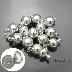 10 шт. мм 6 мм/8 мм ювелирный браслет ожерелье круглые бусины Магнитная застежка DIY Разъемы аксессуары изготовление фитингов