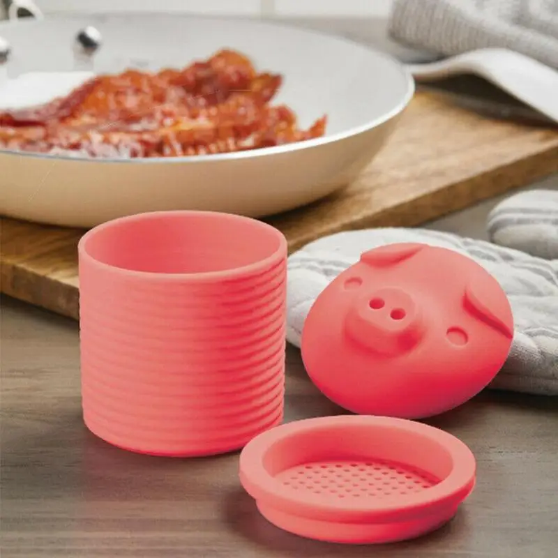 

Cartoon Pig Shaped Fat Container Oil Collector Bacon Fat Silicone Oil Storage Box Innovative Cooking Tool Kitchen Accessories