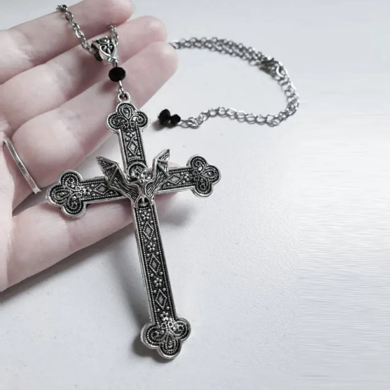 Waliicorners Vintage Religious Christian Faith Jewelry Gift Gothic Filigree Vampire Bat Cross Pendant Necklace 4 Hdad11c0fce584c2a861d943cb6ec44ece