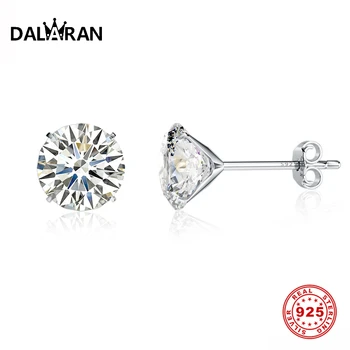 DALARAN Crystal 925 Sterling Silver Four Claws Zircon Stud Earrings For Women Wedding Fashion Sterling Silver Jewelry  3mm 8mm