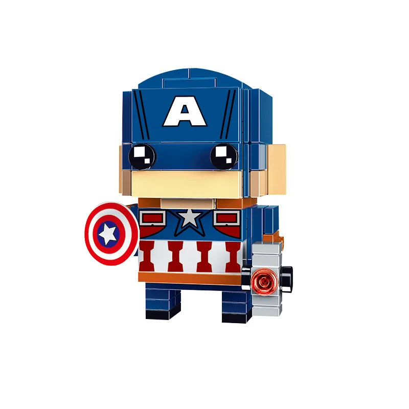 Marvel Avengers Endgame Super Heroes Spiderman Thanos Iron Man Thor Brickheadz Figures Building Blocks Bricks Toys Juguetes - Цвет: Светло-желтый