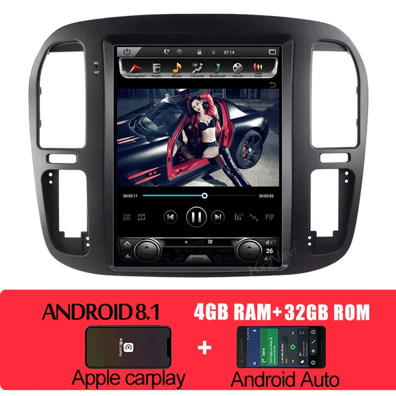 KiriNavi 12," вертикальный экран Tesla стиль автомобиля радио Android 8,1 для TOYOTA LAND CRUISER 100 автомобильный Dvd мультимедийные плееры gps wifi - Цвет: Android Car Radio
