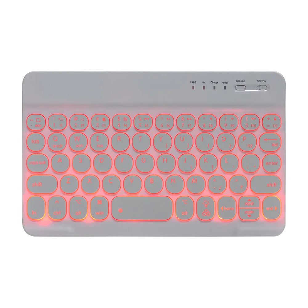 Seven Color LED Backlight Keyboards 10 Inch Round Key Cap Bluetooth