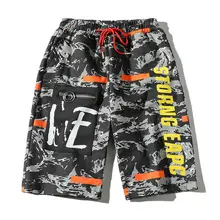 Повседневные летние мужские шорты, новая уличная одежда с буквенным принтом, мужские шорты, камуфляжные Бермуды, пляжные мужские шорты, Homme