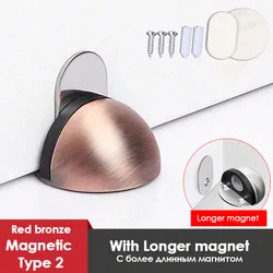 Magnetic Stainless Steel Door Stop with Rubber Bumper (Magnet 2 Red bronze)