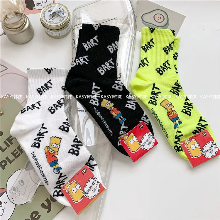 Носки с рисунком из мультфильмов, аниме, рисунок, Варфоломей, милые забавные женские хлопковые носки, Осень-зима, кавайные, корейские, удобные, дышащие, повседневные