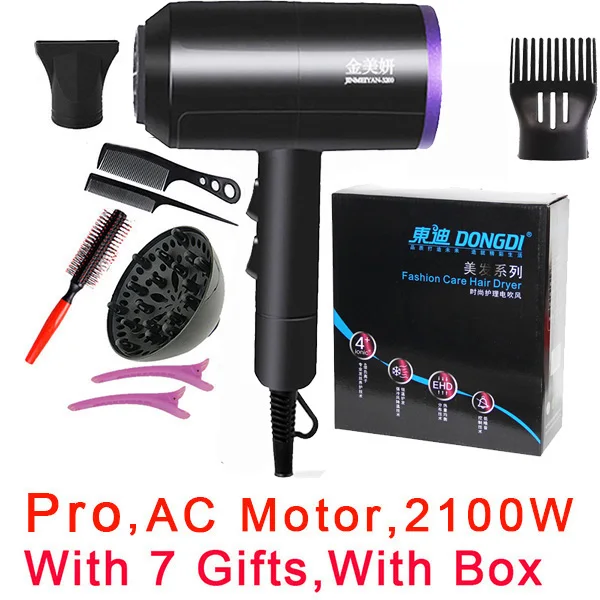 Black with Box 2000 Вт Профессиональный салонный фен для волос 2 в 1 горячая и холодная воздушная щетка Фены Фен для волос сильный ветер горячий Фен - Цвет: Black with Box