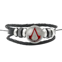 Новые продукты, ручная бижутерия, игра в Assassin's Creed, стеклянный браслет из бисера, многослойный Плетеный Кожаный старинная каменная оплетка, браслеты