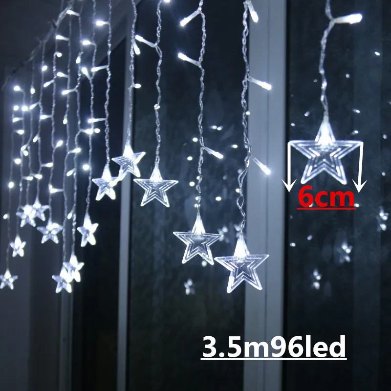 3,5 м 96Led Droop занавес струнные огни год Рождество наружное украшение Рождественские украшения Рождественское украшение керст - Цвет: 3.5m Star White
