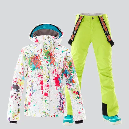 GSOU, зимний женский лыжный костюм для взрослых, сноуборд, куртка, брюки, ветрозащитная, водонепроницаемая, теплая, лыжная одежда, брюки, зимний костюм, комплект, спортивный