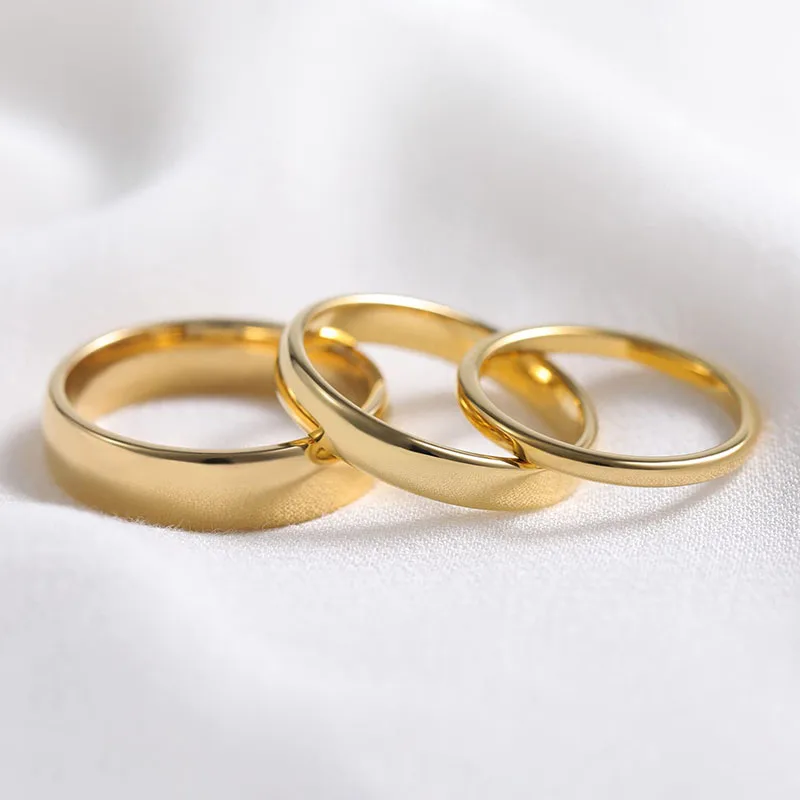 Tigrade Gold Color Tungsten Ring Couple Men Women Classic Wedding Engagement Band 2/4/6/8mm Special Write Engraving Name/Logo 2