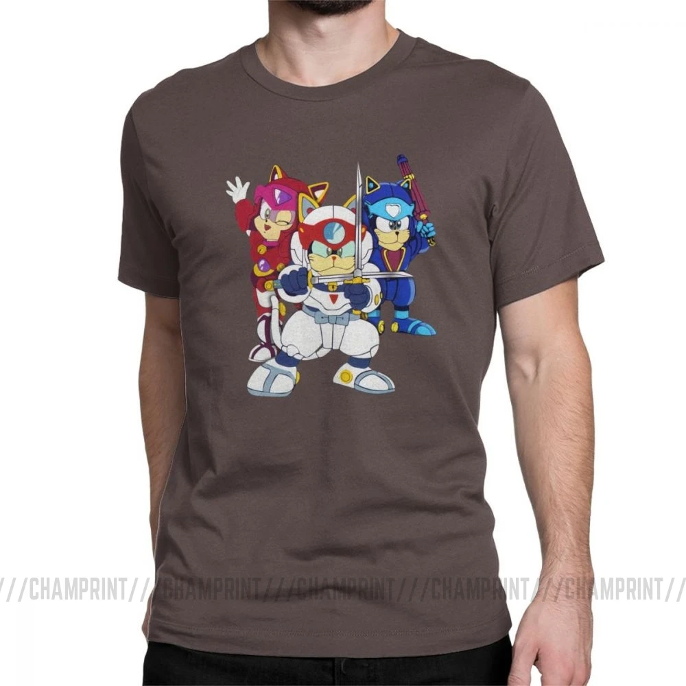 Уникальные цветные футболки Samurai Pizza Cats Group для мужчин, футболка с круглым вырезом из чистого хлопка, футболки с коротким рукавом, летняя одежда - Цвет: Коричневый