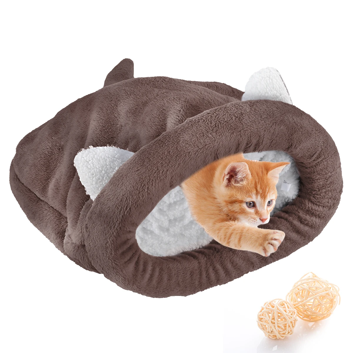 Pet Bed Coral Fleece Sponge Cats Sleeping Bag Warm Cozy Covered Snuggle Sack for cat puppy rabbit and other small pets | Дом и сад