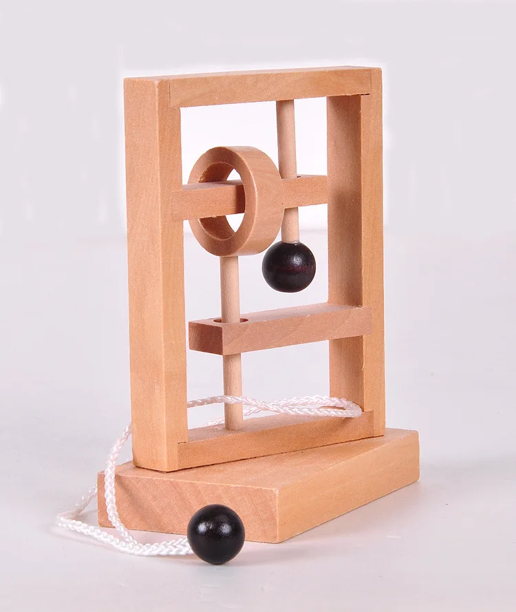 

Wooden Three-dimensional Educational Toy Space Thinking Untying Rope Threading Solution Set of Survived with Instruction Book