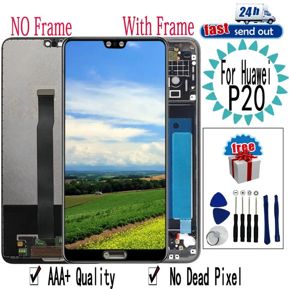 

5.8" P20 LCD For Huawei P20 LCD Display ML-L09 EML-L22 EML-L29 Touch Screen Tested Digitizer Assembly Replacement with Frame