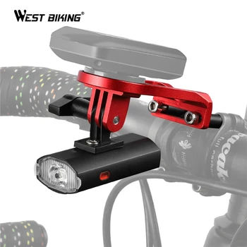 

WEST BIKING Bicycle Flashlight Aluminum Alloy Front Light with Gopro Mount Cycling Bike Parts Quick Release Bike Computer Holder