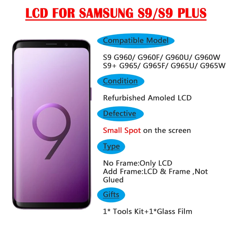  AMOLED For Samsung Galaxy S8 S8 Plus S9 S9 Plus Note 8 Lcd Display Touch Screen Digitizer +Small Sp