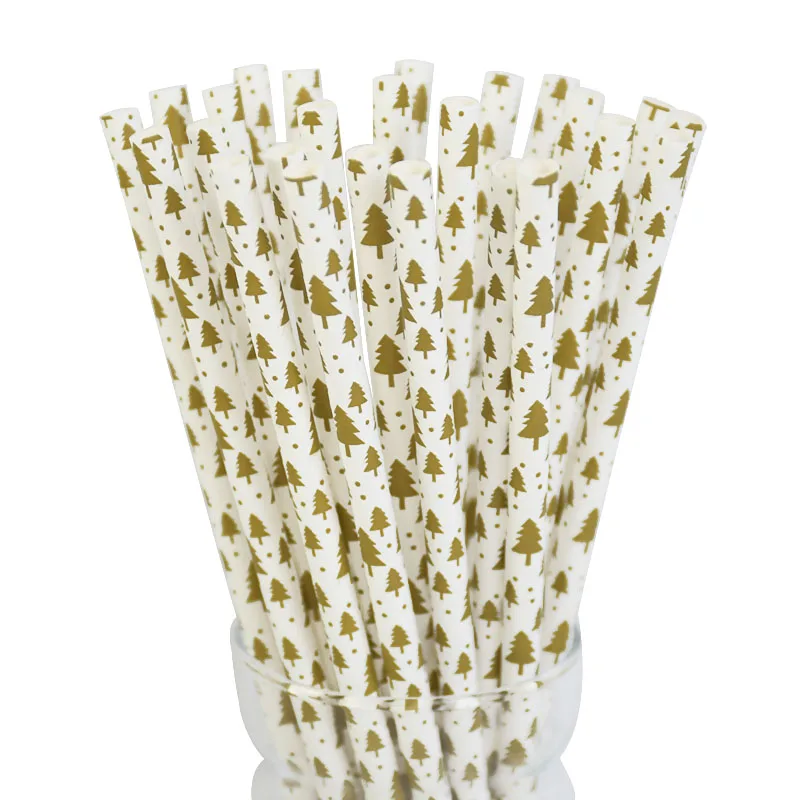 25 pcs Paper Drinking Straws with Tag Stickers Halloween Day Bar Party Décor