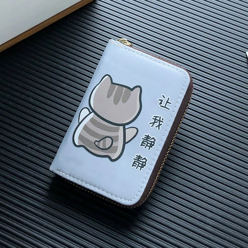 Хит, модный милый кошелек с кошкой, ID, кредитный держатель для карт, кошелек для монет, сумка для визиток, для девушек, женщин и мальчиков - Цвет: light blue