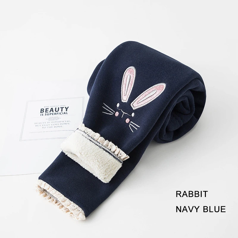 Rabbit B Теплые штаны для девочек; повседневные зимние штаны для малышей; утепленные леггинсы для малышей; брюки для девочек; детские спортивные штаны для девочек - Цвет: Rabbit B