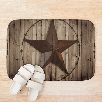 

primitive western country barn wood grunge texas star Bath Mat Bathroom Bath Mat Set Mirrofiber Cartoon Bath Rug Set